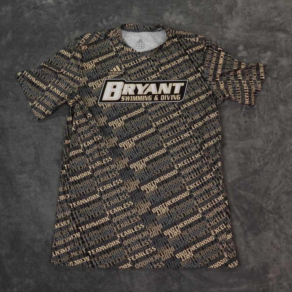 Adidas Bryant Shirt Mens Large‎ Gray Black Gold All Over Print Swimming Diving
